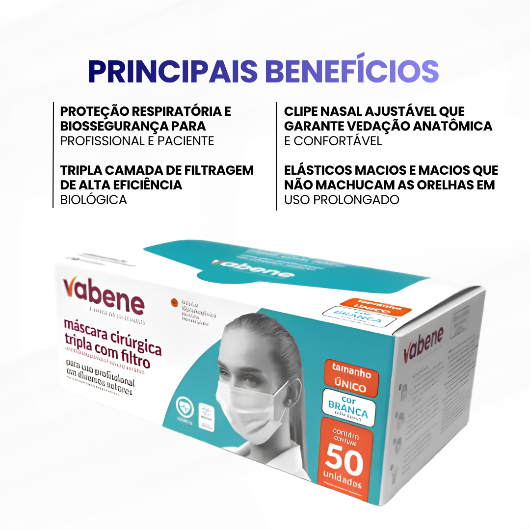 Caixa Máscara Descartavel Tripla - Vabene (50un) - imagem 2
