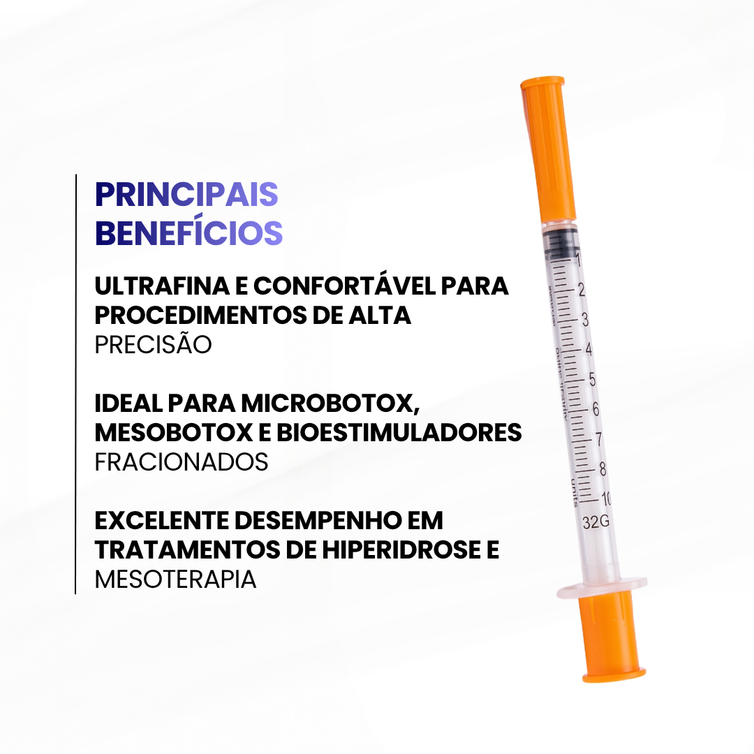 Seringa de Insulina SHARE MEDICAL – 0,5 mL (c/ Agulha fixa) 32gx6mm - escala 1 em 1 - imagem 2