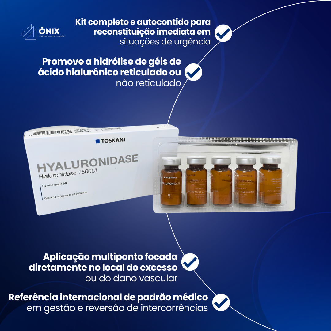 Hyaluronidase 1500UI - Toskani (Caixa com 5 frascos) + 05 Flaconetes de soro 10ml - imagem 3