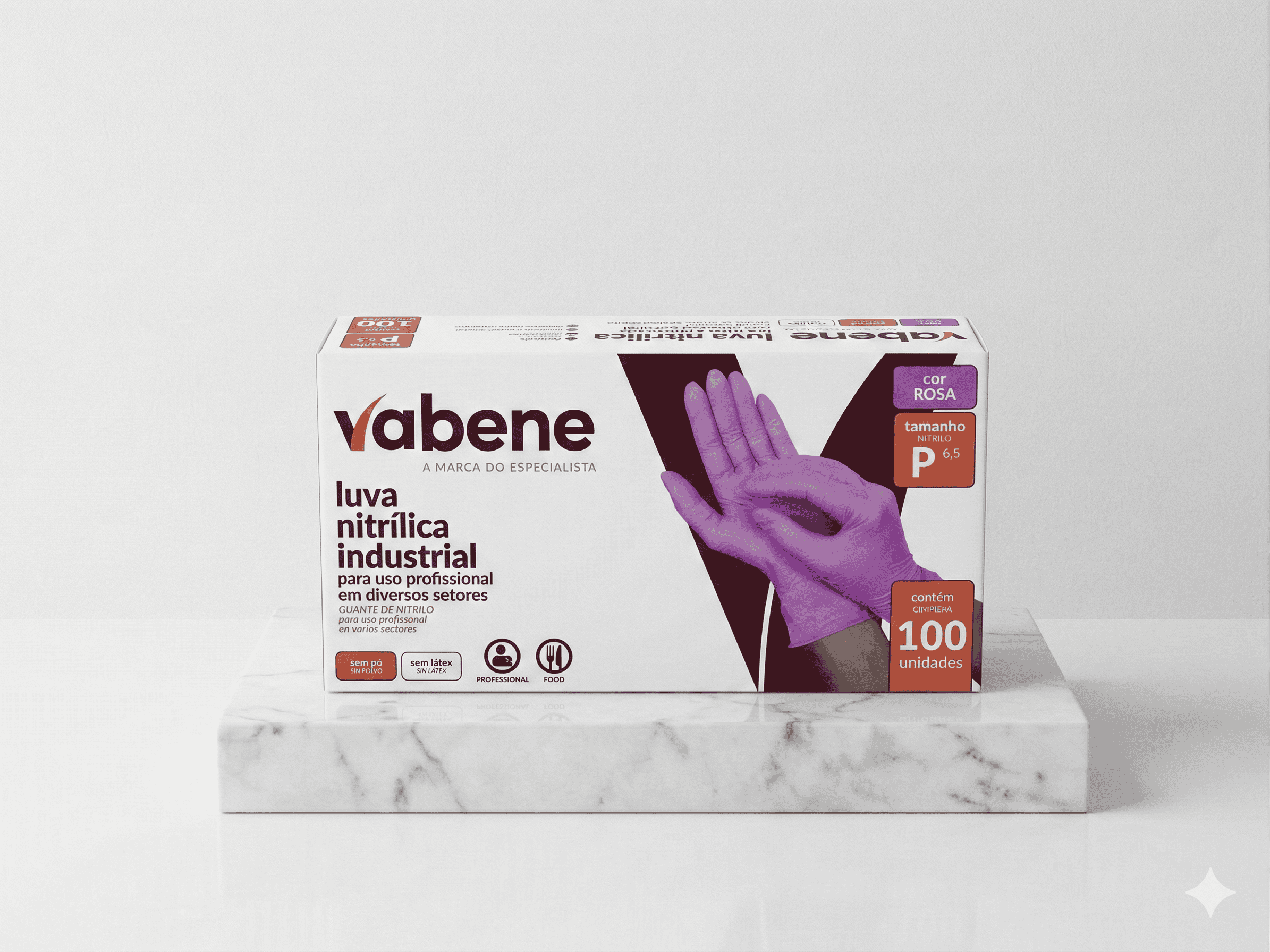 Luva Nitrilica Rosa - Tamanho P (100UN) - Vabene