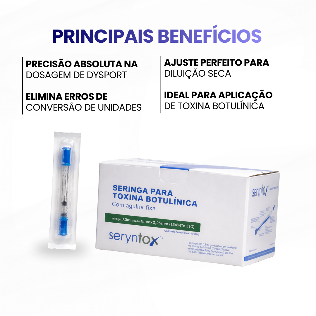 Seringas de 0,5mL Dysport para reconstituicao de 500u (Speywood) em 2ml ou 300u (Speywood) em 1,2ml(unidade) - Seryntox - imagem 2