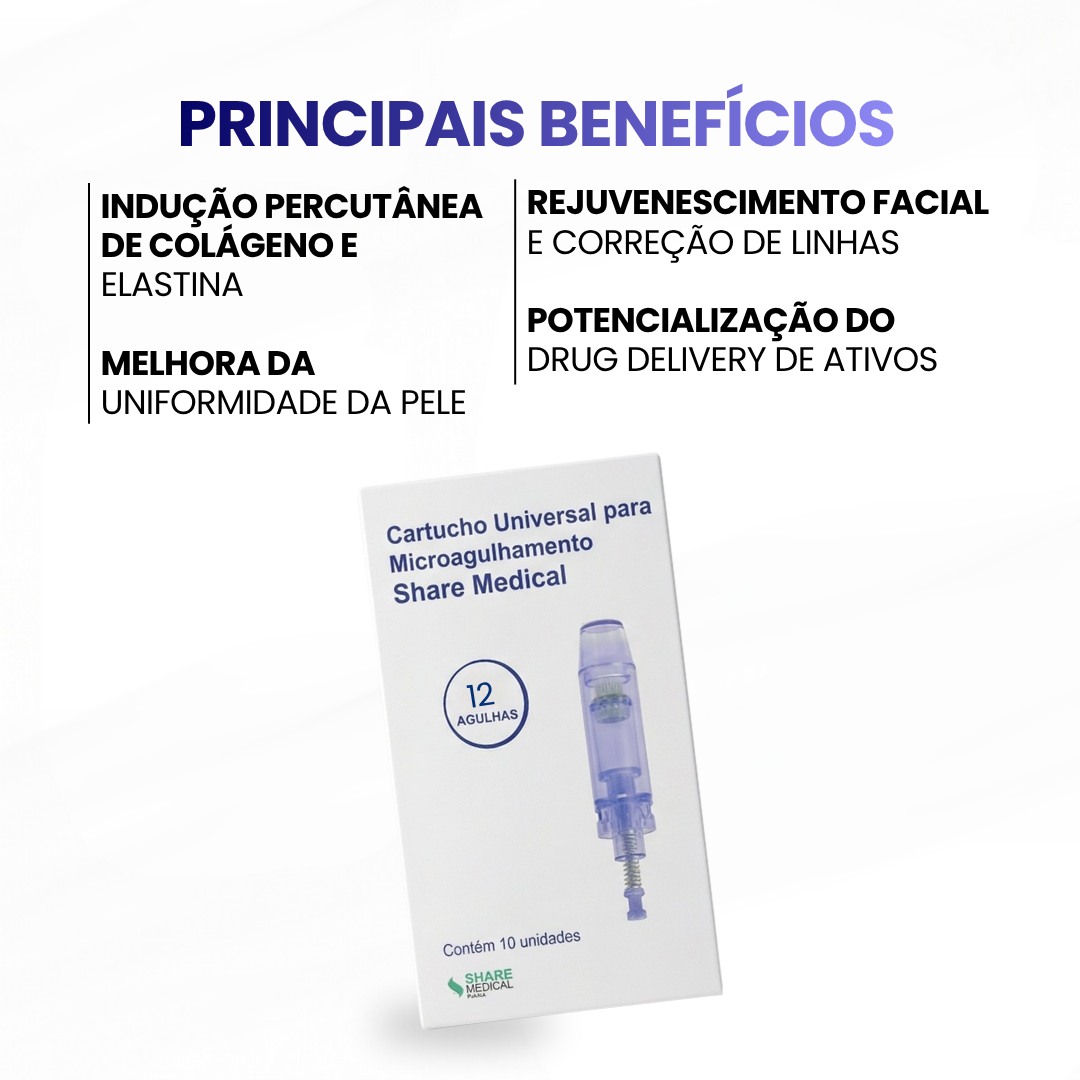 Cartucho Universal para microagulhamento 12 agulhas (10 unidades) - Share Medical - COR AZUL - imagem 2