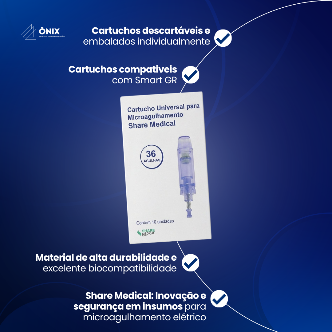 Cartucho Universal para microagulhamento 36 agulhas (10 unidades) - Share Medical - COR AZUL - imagem 3