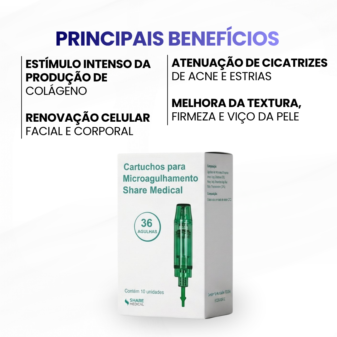 Cartucho para microagulhamento 36 agulhas (10 unidades) - Share Medical - COR VERDE - imagem 2